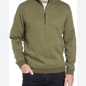 Tommy Bahama Green Zip Up Sweater with Ribbed Cuffs
